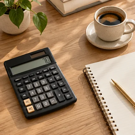 Illustrative calculator and notebook for tax record preparation
